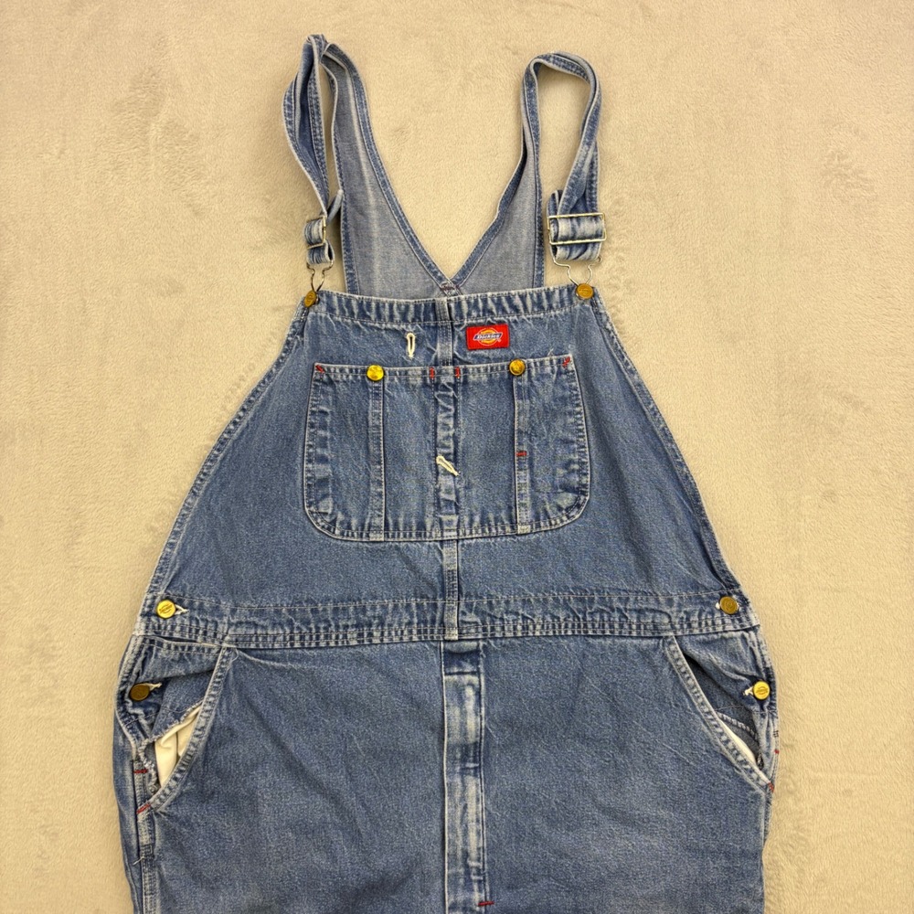 Dickies Overalls Mens 44x32 Blue Denim Bib Carpenter Workwear Vintage Skater